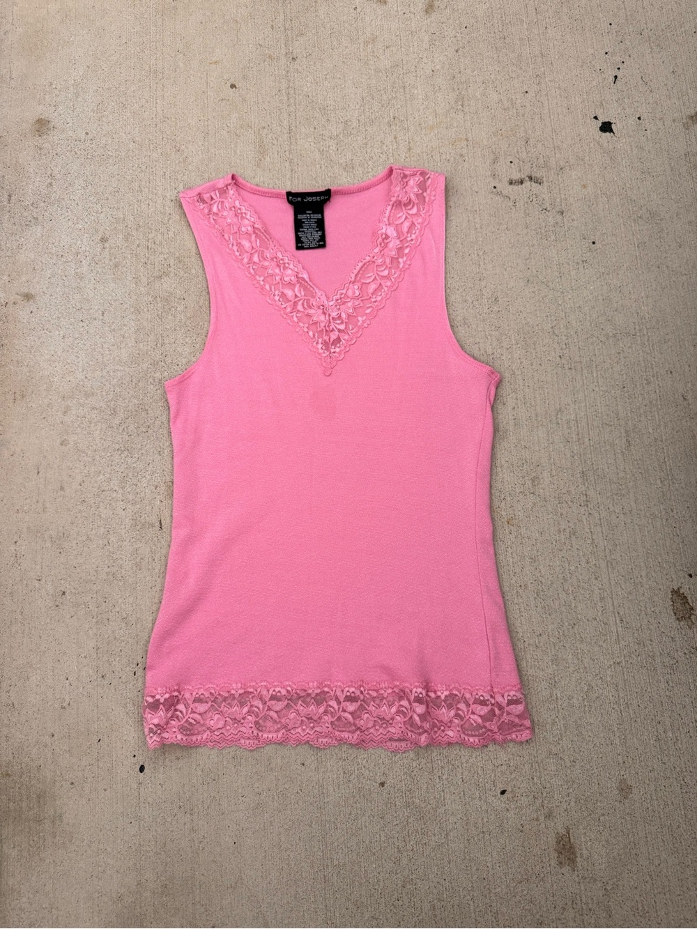 Y2K Pink Lace Trim V-Neck Tank Top
